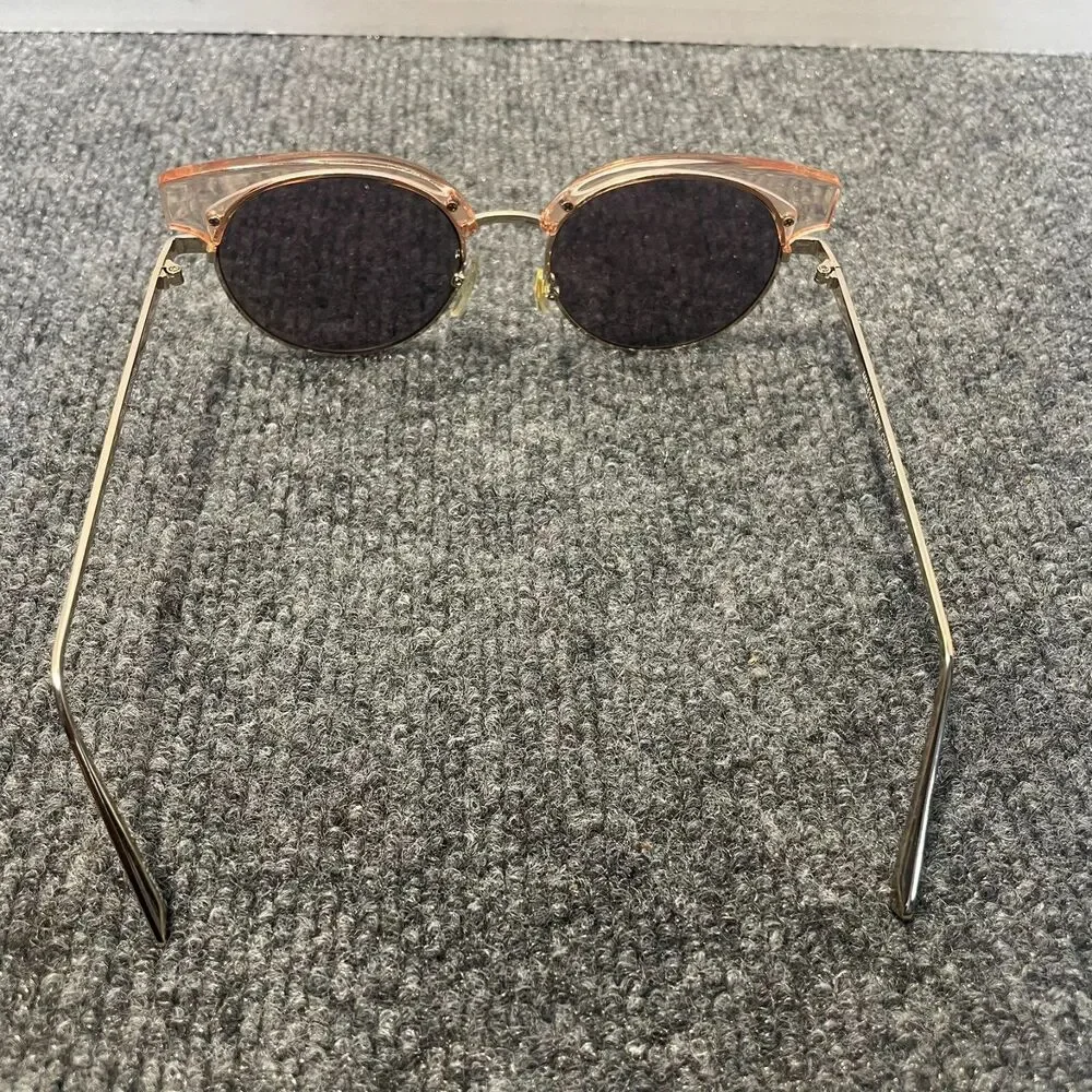 Ducktail Cat Eye Polarized Sunglasses Gold Holographic Crystal